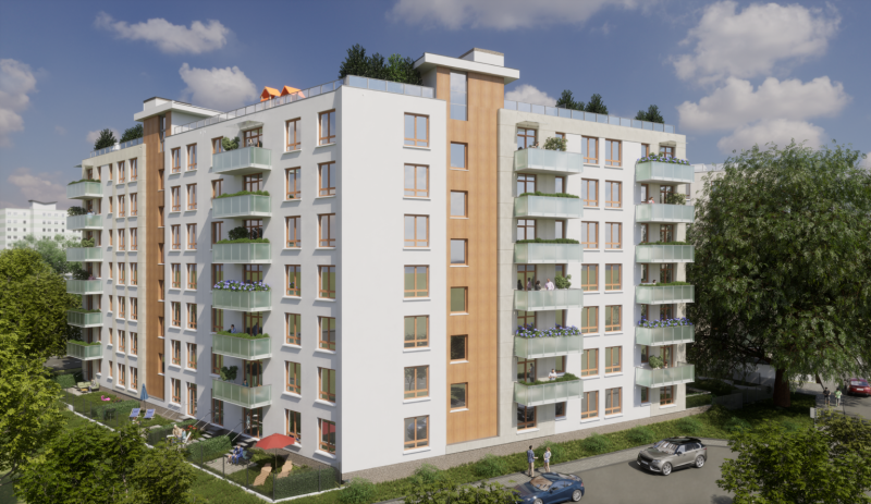 a1architekt.com LS9 fasada od strony petli  LS9 fasada od strony petli. Rezydencja Liwska 2